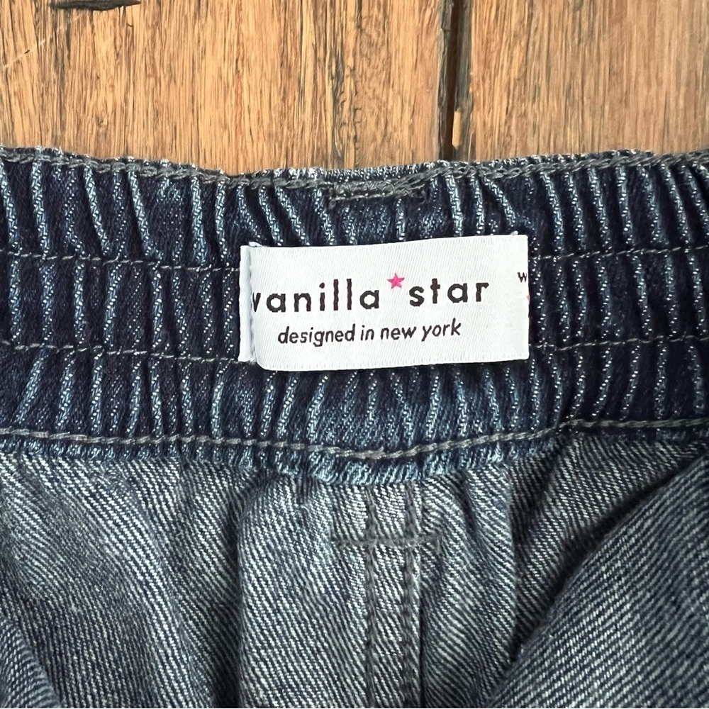 Vanilla Star High Waist Denim Shorts Size 7 Vintage Cargo Elastic Stretch Retro - Picture 4 of 10